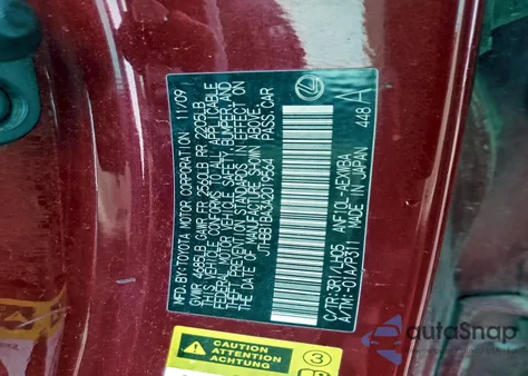 2010 Lexus Hs 250H z USA, uszkodzony, nr VIN JTHBB1BA3A2019564